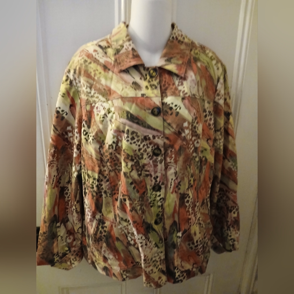 Chico's Jacket Tan, Peach And Other Vibrant Colors Size 2